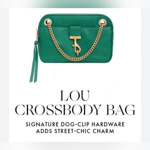 Rebecca Minkoff Lou shoulder bag green leather brushed gold hardware